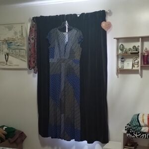 Blue, Gold and Black Patterned Dress